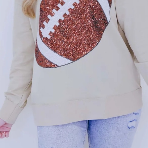 FOOTBALL SEQUIN pullover Cream!! Can fit from M L XL. NEW IN PACKAGE! - Picture 5 of 5